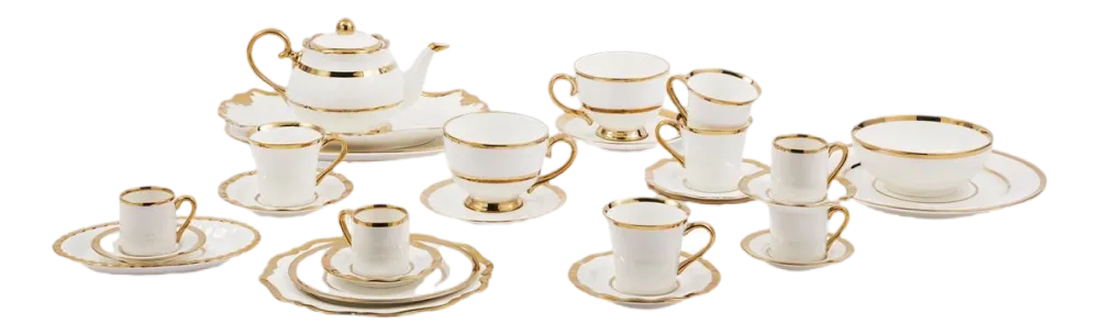 POLSPOTTEN Serviesset Golden Finds White (Set van 3) Best
