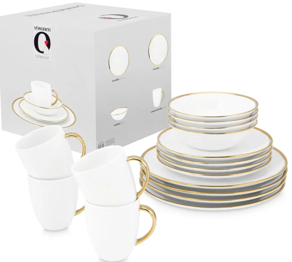 Serviesset vtwonen Raw White Gold (Set van 16)