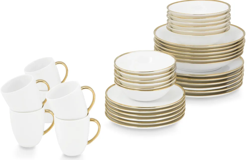 VT Wonen Serviesset vtwonen Raw White Gold (Set van 36) Outlet