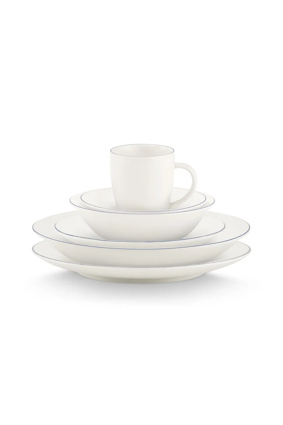 Servies vtwonen Set Of 36 Dinnerware White-Blue Line (36-delig)