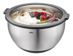 Set Kommen Met Spatdeksel Gefu Muovo Zilver (2-Delig)