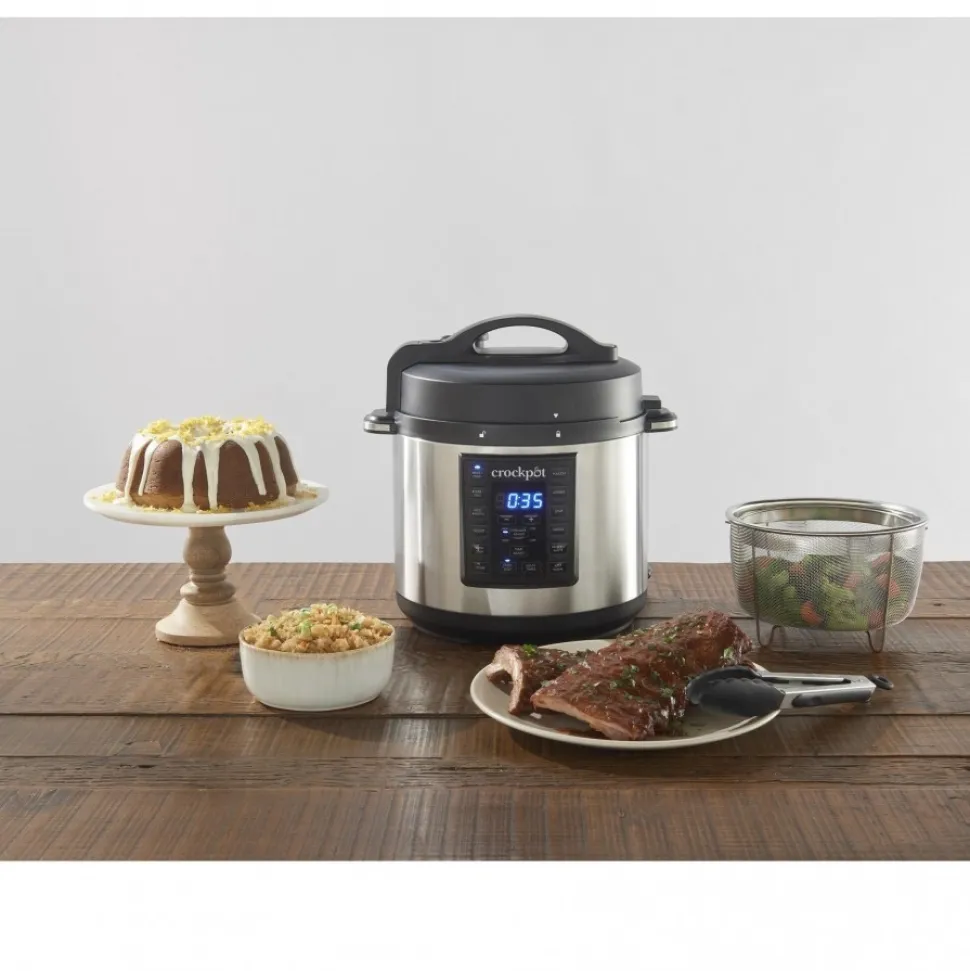 Set Slowcooker Crockpot Express Pot Plus 5,6 L, Met stoommand en tang