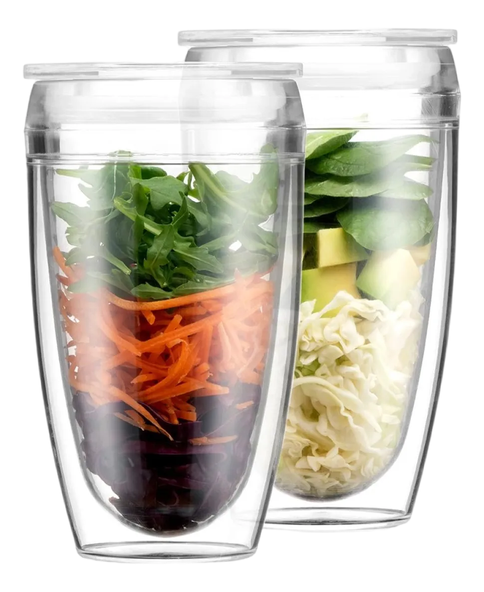 Snack- en Drinkbeker Bodum Pavina To Go Transparent 400 ml (Set van 2)