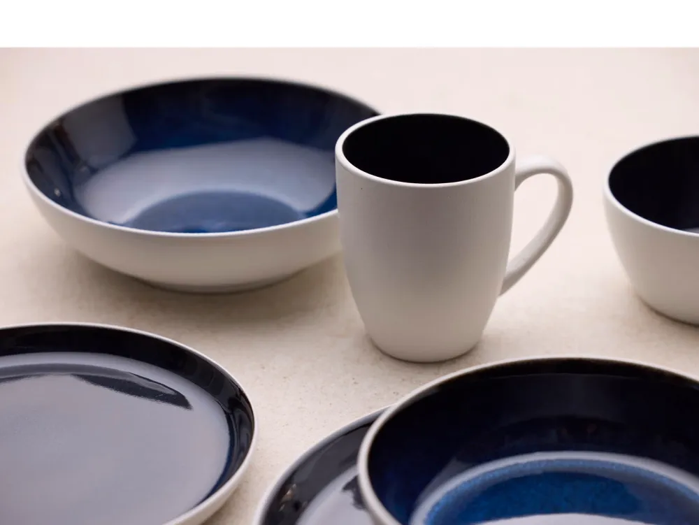 Bitz Soepkom Gastro White / Dark Blue 18 cm (Set van 6) Outlet