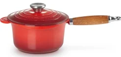 Le Creuset Steelpan/Sauspan Gietijzer met Deksel Kersenrood 18 cm Hot
