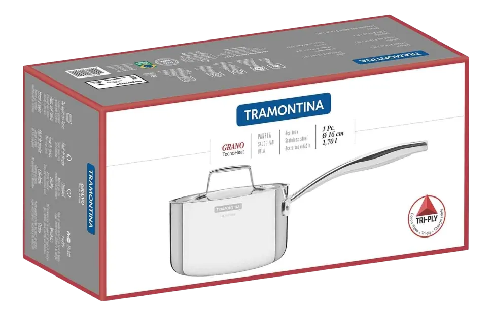 Steelpan Tramontina Grano 3-Laags Zilver 16 cm