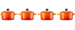 Le Creuset Stoofpannetje Oranjerood 10 cm (4-Delig) Outlet