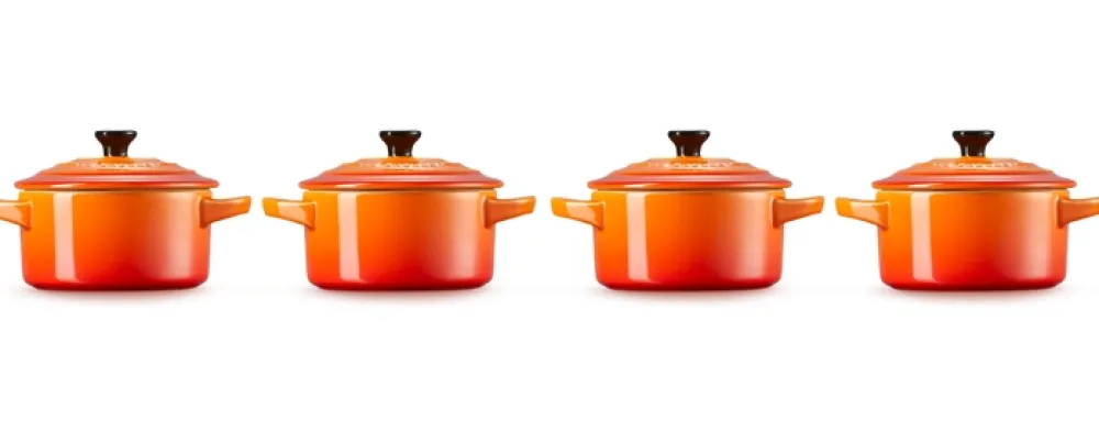 Le Creuset Stoofpannetje Oranjerood 10 cm (4-Delig) Outlet