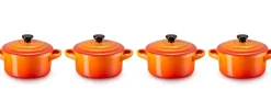 Le Creuset Stoofpannetje Oranjerood 10 cm (4-Delig) Outlet
