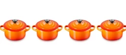 Le Creuset Stoofpannetje Oranjerood 10 cm (4-Delig) Outlet