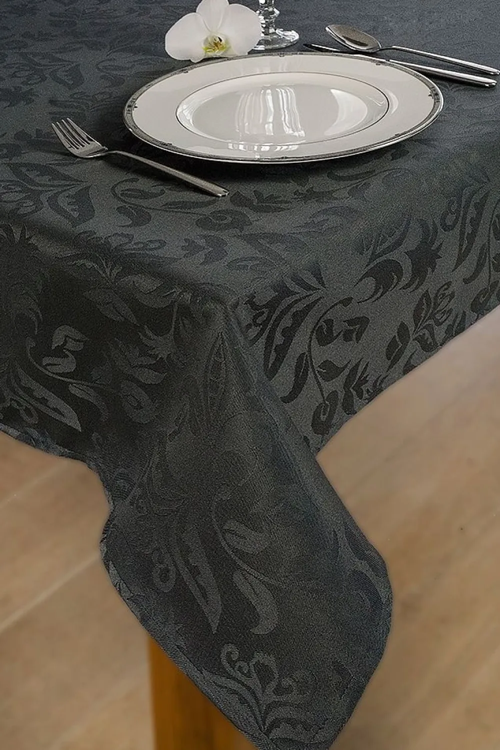 KOOK Tafelkleed Damast Donker Grijs Clearance