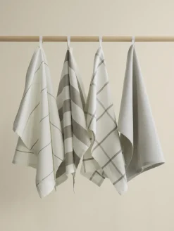 Blomus Theedoek Taulo Square White / Mourning Dove 50 x 70 cm (Set van 2) Hot