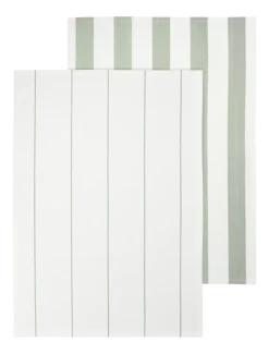 Theedoek Blomus Taulo Stripes White / Desert Sage 50 x 70 cm (Set van 2)