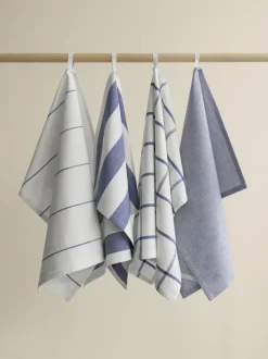 Theedoek Blomus Taulo Stripes White / Mazarine Blue 50 x 70 cm (Set van 2)