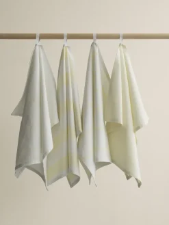 Blomus Theedoek Taulo Stripes White / Transparent Yellow 50 x 70 cm (Set van 2) Outlet