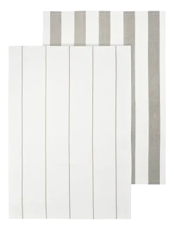 Blomus Theedoek Taulo Stripes White / Mourning Dove 50 x 70 cm (Set van 2)