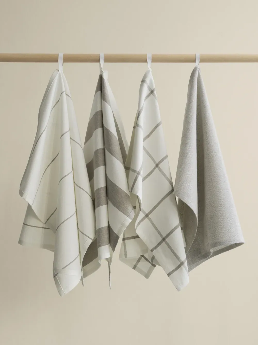 Blomus Theedoek Taulo Stripes White / Mourning Dove 50 x 70 cm (Set van 2)