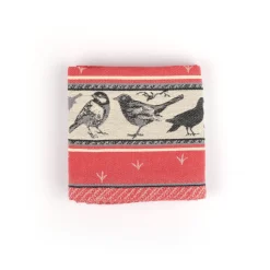 Theedoek Bunzlau Castle Birds Rood