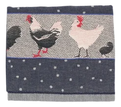 Theedoek Bunzlau Castle Chickens Donkerblauw