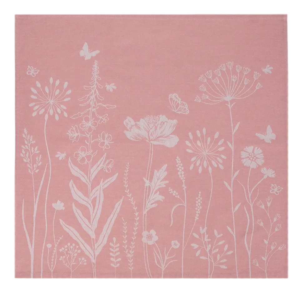 Theedoek Bunzlau Castle Wild Flowers Pink TeaTowelWildFlowersPink - 65 x 65 cm