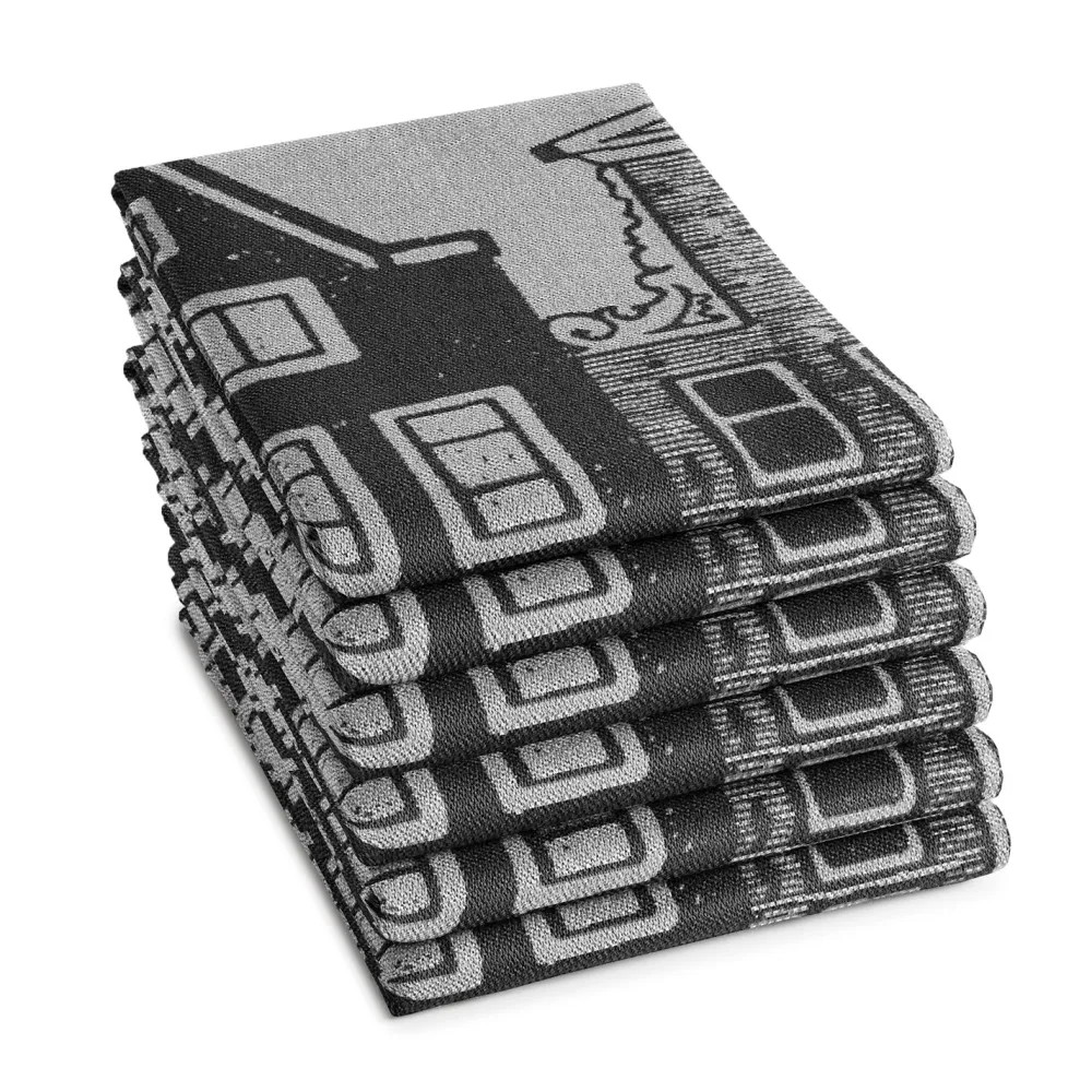 DDDDD Theedoek Canal Black 60 x 65 cm (6-Delig) New