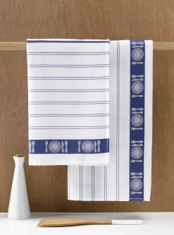 Theedoeken De Witte Lietaer BML White Blue (3 stuks)