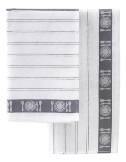 De Witte Lietaer Theedoeken BML White Grey (3 stuks) Best