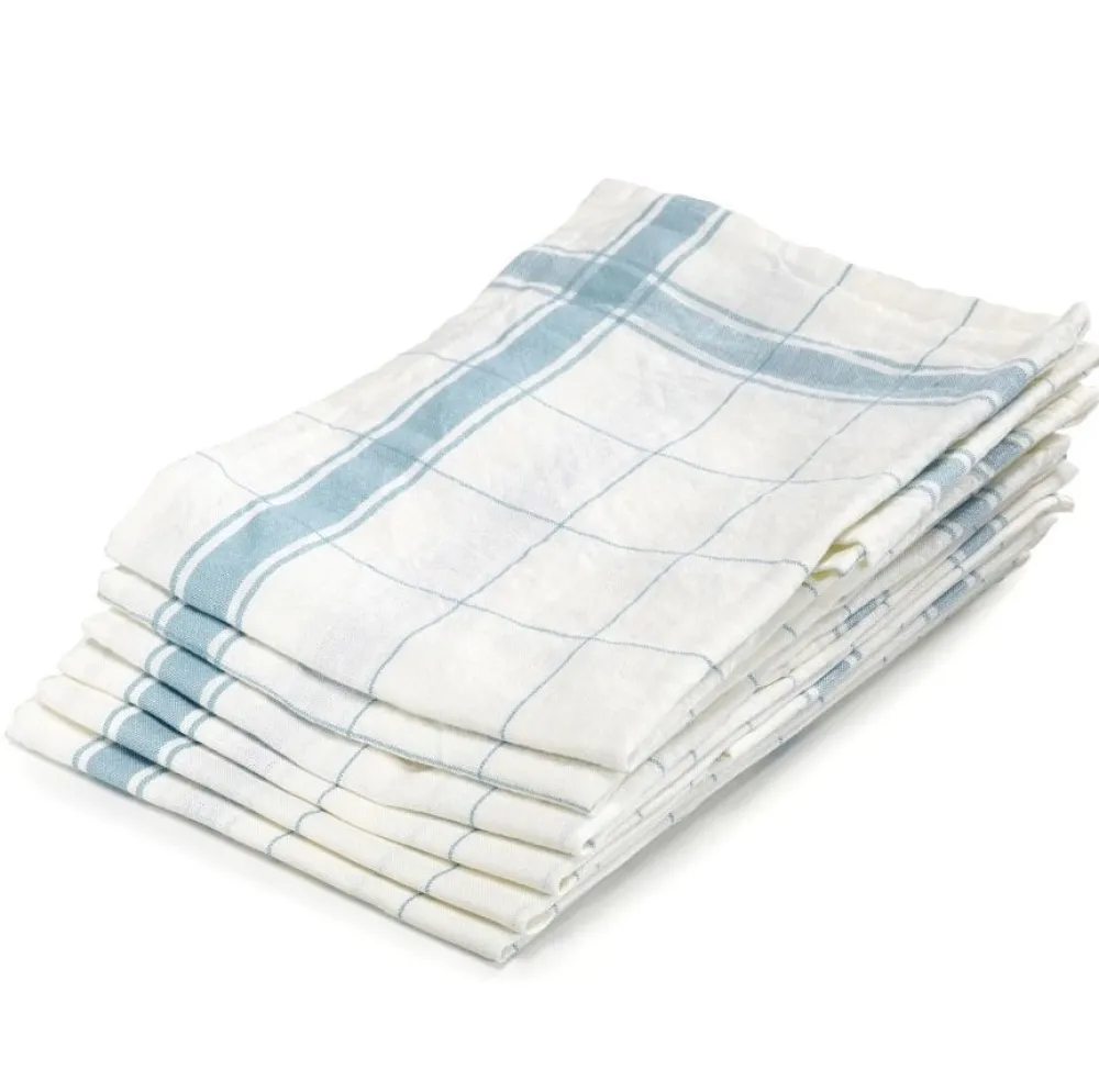 Libeco Theedoek Parma Turquoise Linnen (Set van 6)