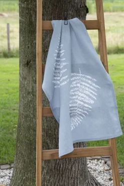 Walra Theedoek Dry with Leaves Jeans Blauw (50 x 70 cm) New