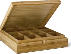 Theedoos Bredemeijer Bamboo 12-Vaks Gesloten Bruin