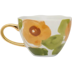 Urban Nature Culture Thee- en Koffiekop Good Morning Cappuccino/Tea Floral Art Caramel 350 ml Outlet