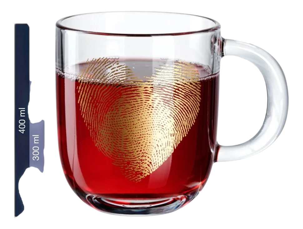 Theeglas Leonardo Emozione Vingerafdruk Hart 400 ml (Set van 4)
