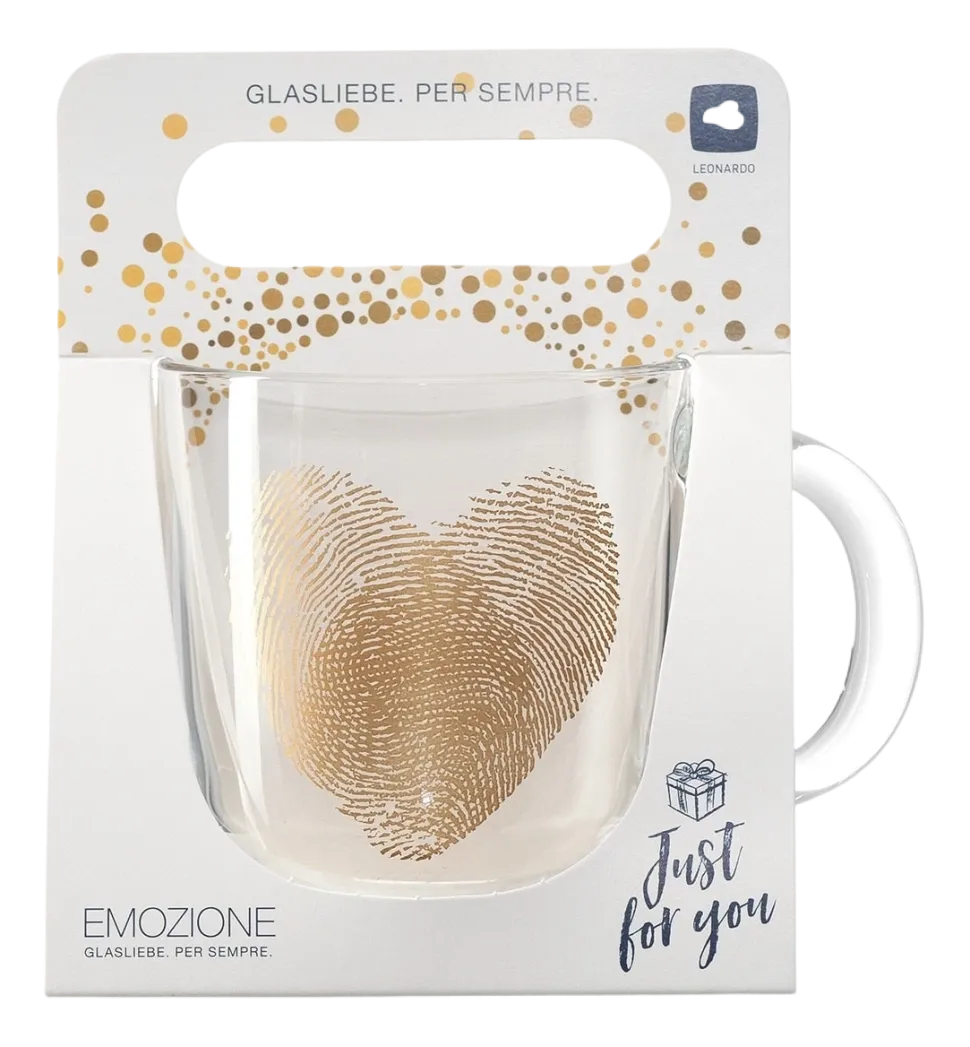 Theeglas Leonardo Emozione Vingerafdruk Hart 400 ml (Set van 4)