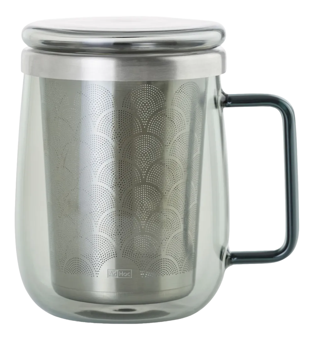 AdHoc Theeglas met filter Yuna 560 ml, Glas, Grijs Outlet