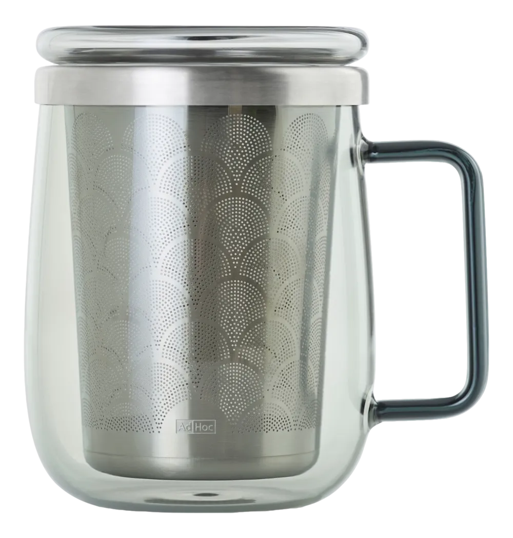 AdHoc Theeglas met filter Yuna 560 ml, Glas, Grijs Outlet