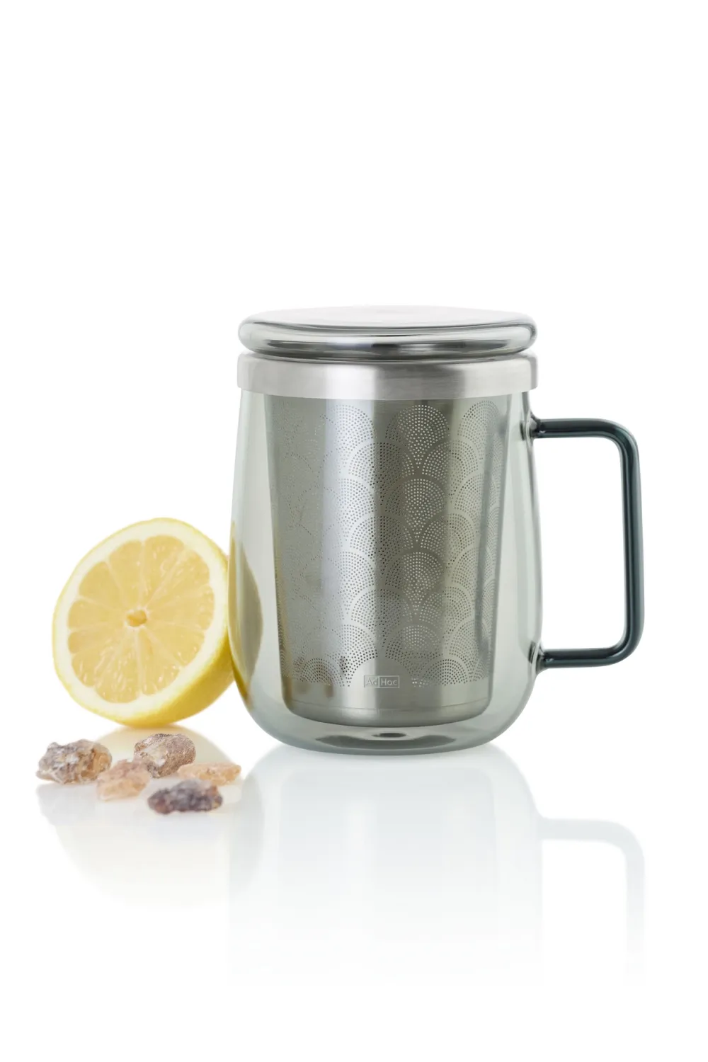 AdHoc Theeglas met filter Yuna 560 ml, Glas, Grijs Outlet