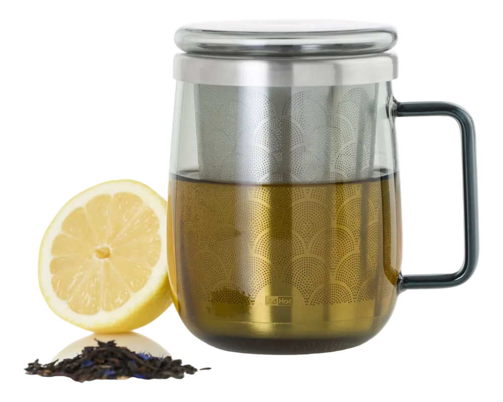 AdHoc Theeglas met filter Yuna 560 ml, Glas, Grijs Outlet