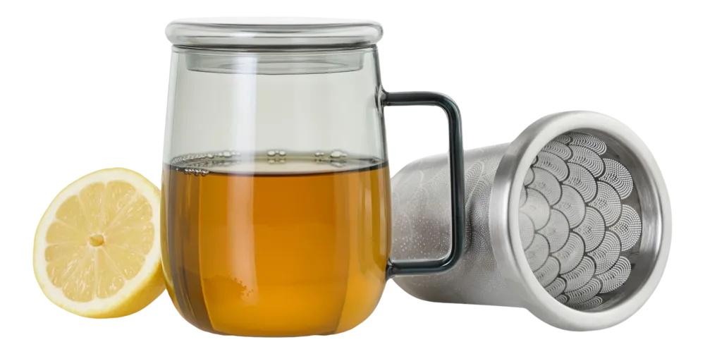 AdHoc Theeglas met filter Yuna 560 ml, Glas, Grijs Outlet