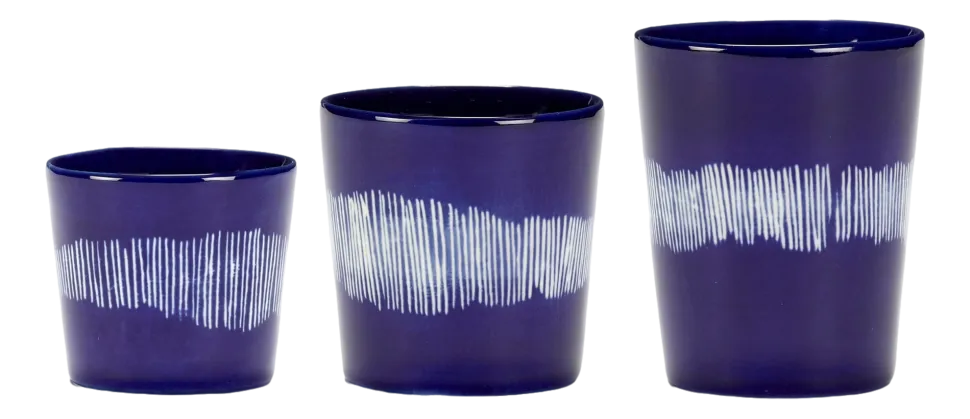 Theeglas Serax Feast Tableware By Ottolenghi Dark Blue Stripes White 330 ml