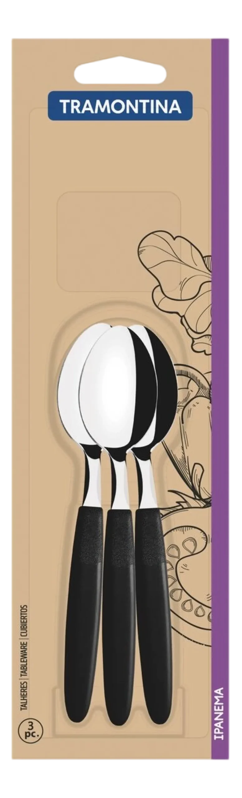 Theelepel Tramontina Ipanema Zwart (Set van 3)