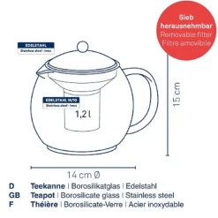 Theepot Kela Cylon met Filter Transparant 1,5L