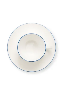 VT Wonen Theeset vtwonen Tea Cup And Saucer White-Blue Line 250ml (Set van 6) Best