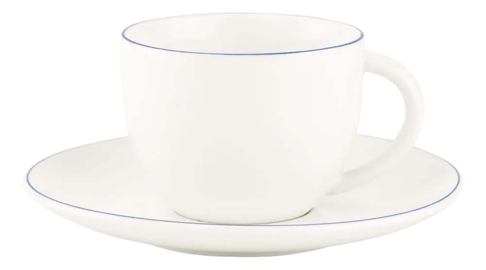 VT Wonen Theeset vtwonen Tea Cup And Saucer White-Blue Line 250ml (Set van 6) Best