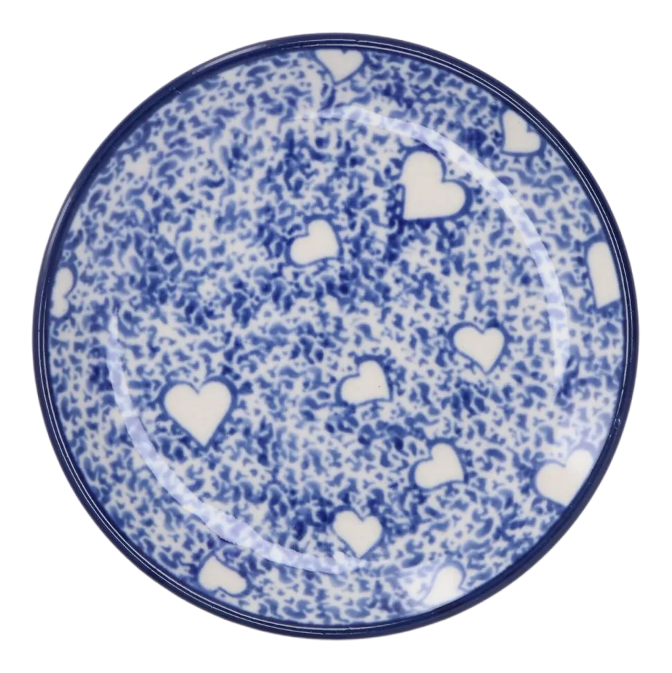 Theetip Bunzlau Castle White Hearts Round