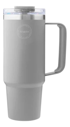 Thermosbeker AYA&IDA Thermocup with straw Light Grey 885 ml
