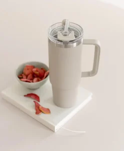 AYA&IDA Thermosbeker Thermocup with straw Cream Beige 885 ml Online