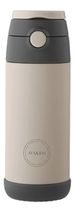 Thermosfles AYA&IDA Drinking Bottle Kids straw Cream Beige 350 ml