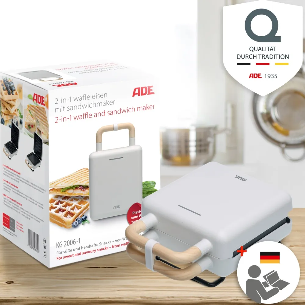 ADE Tosti- en wafelijzer 2-in-1 Wit 23