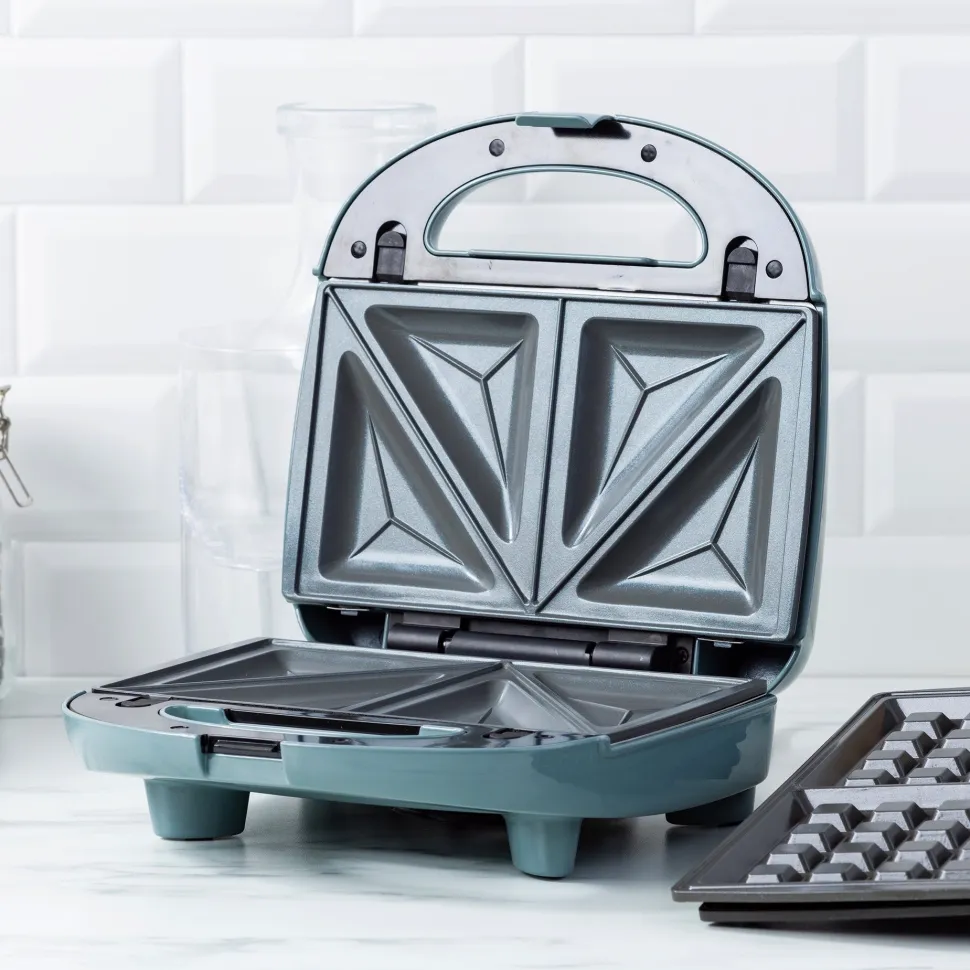Tosti- En Wafelijzer Greenchef Greenchef 3-In-1 Grill Sandwich/Waffle/Panini Maker Sky Blue