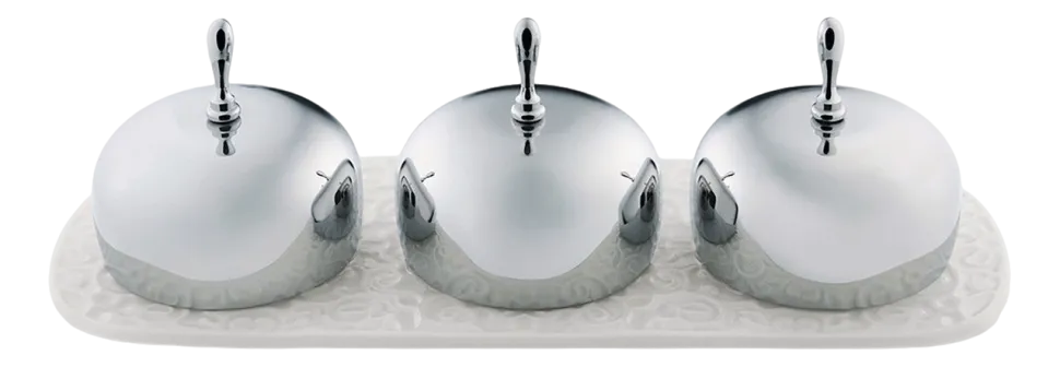 Tray Met Jampotjes Alessi Dressed White Porcelain
